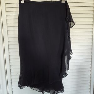 J PETERMAN BLACK CREPE SILK WRAP SKIRT
